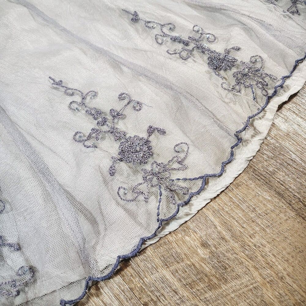 Vintage April Cornell Skirt L Lavender Mesh Overlay Beaded Embroidered Fairycore - Picture 3 of 9